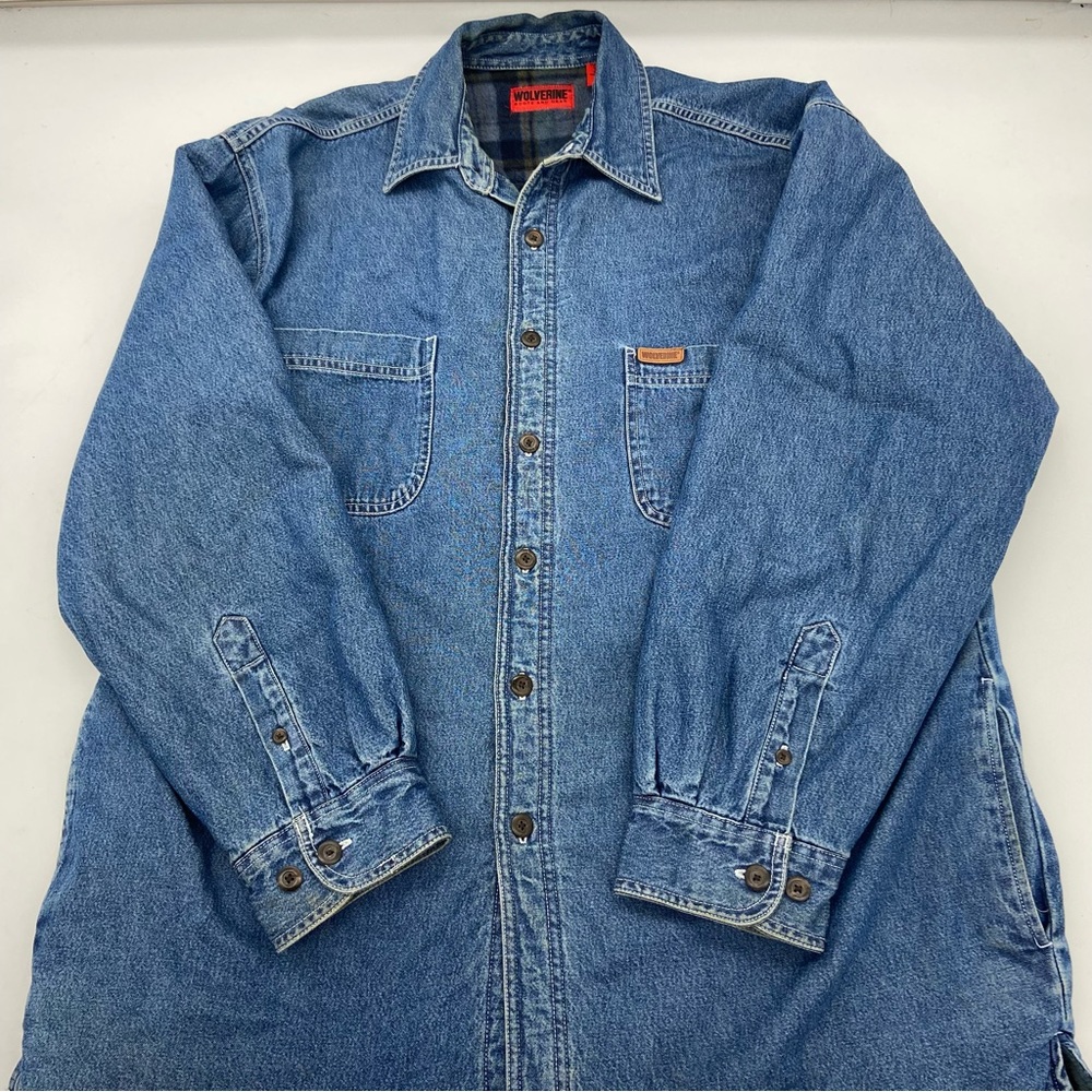 Vintage Wolverine Flannel Lined Denim Shirt Size Large